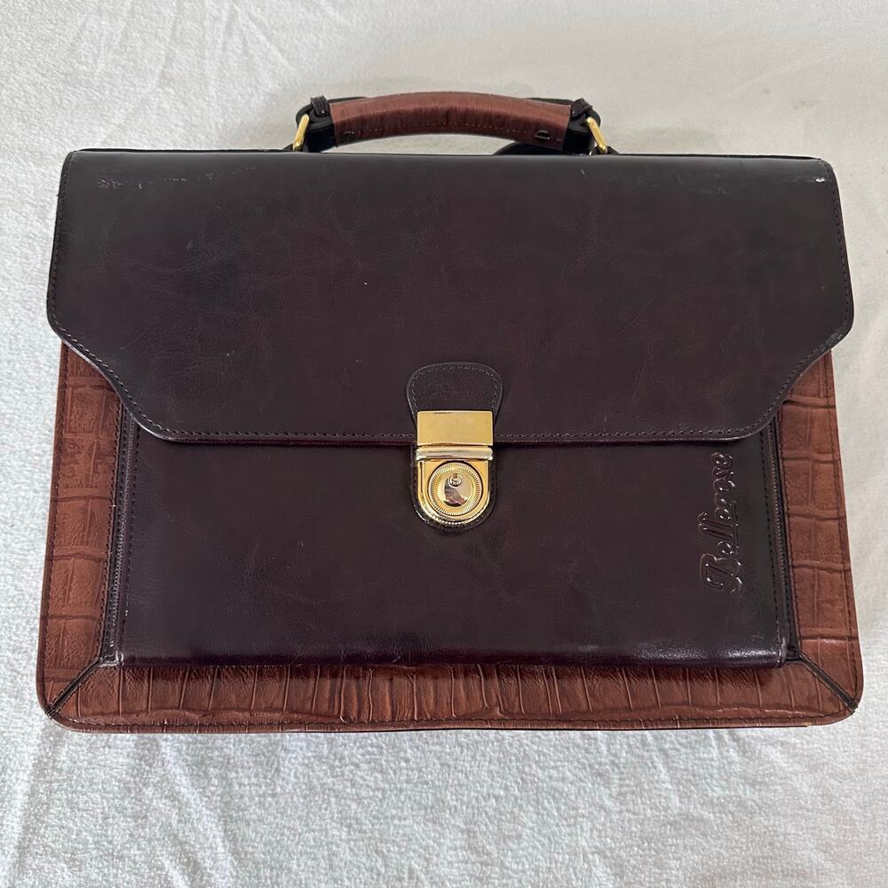 Vintage Bellerose Organizer Bag Brown Briefcase Laptop Messenger Portfolio Bag